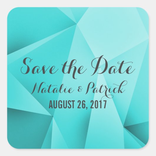Aqua Jewel Tones Save the Date Stickers (Devant)