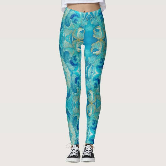 Aqua Kasih Swirls Leggings (Voorkant)