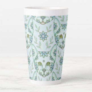 AQUA KATTEN MET BLOEMEN Latte Mok
