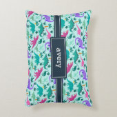 Aqua | Kinder naam van het kleurrijke dinosauruspa Accent Kussen (Voorkant(Verticaal))