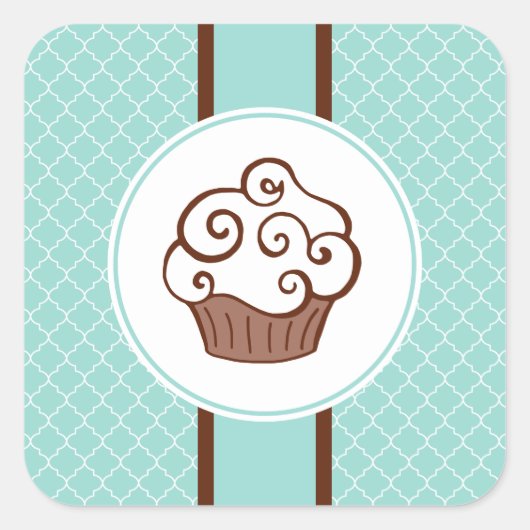 Aqua Lace Cupcake Stickers (Voorkant)
