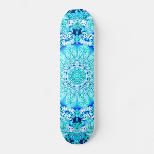 Aqua Lace, Delicate, Abstract Mandala Skateboard (Voorkant)