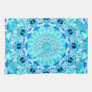 Aqua Lace, Delicate, Abstract Mandala Theedoek