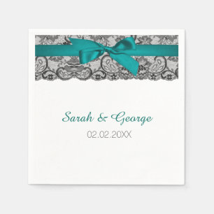 Aqua lace gepersonaliseerde bruiloft servetten