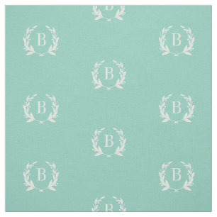 Aqua Laurel Krans Monogram Stof