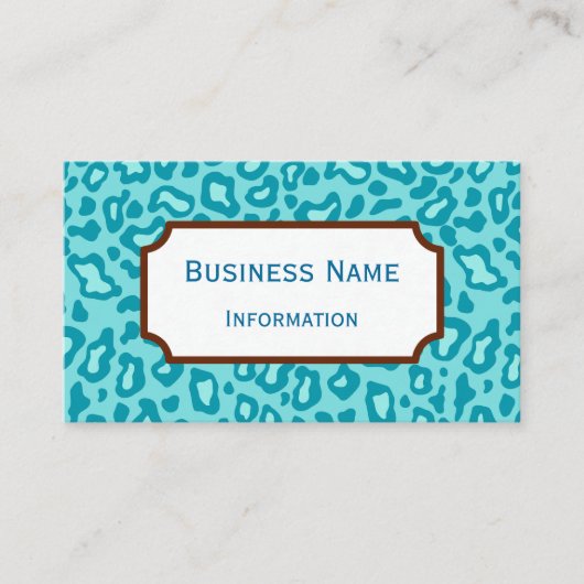 Aqua Leopard Pattern Visitekaartje (Voorkant)