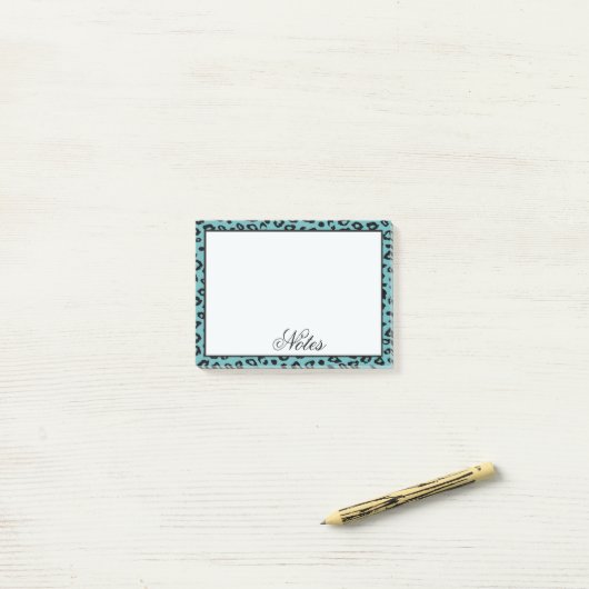Aqua Leopard Print Post-it® Notes (Op bureau)
