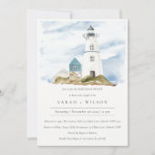 Aqua Lighthouse Mountain Rehearsal Dinner Invite Bedankkaart (Voorkant)
