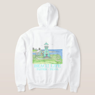 Aqua Lighthouse Zippered Hoodie