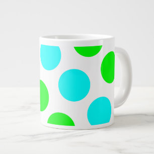 Aqua Lime en Witte Stippen Extra Grote Beker