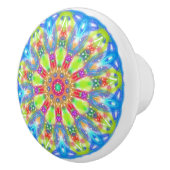 Aqua Limoen Mandala Boho Keramische Knop (Rechts)