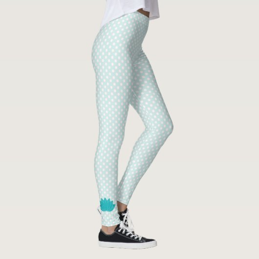 Aqua Lotus Polka Dot Yoga Leggings (Droite)