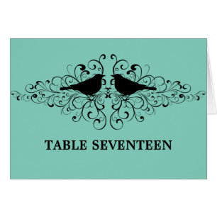 Aqua Love Bird Swirls Tafelkaart