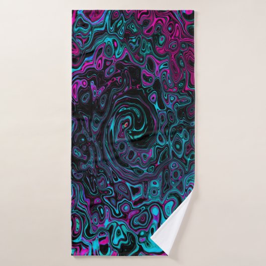 Aqua Magenta et Abstrait noir (Serviette de bain)