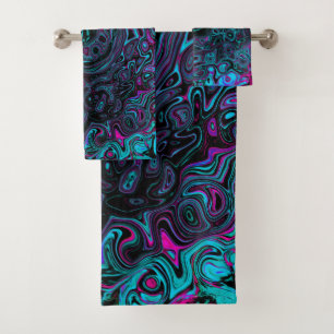 Aqua Magenta et Noir Rétro Tourbillon Abstrait