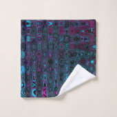 Aqua Magenta et Vagues Abstraites noires (Gant de toilette)