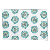 Aqua Mandala Pattern Boho Kussensloop (Voorkant)