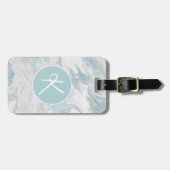 Aqua Marbling Monogrammed Bagagelabel (Voorkant horizontaal)