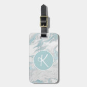 Aqua Marbling Monogrammed Bagagelabel (Voorkant verticaal)