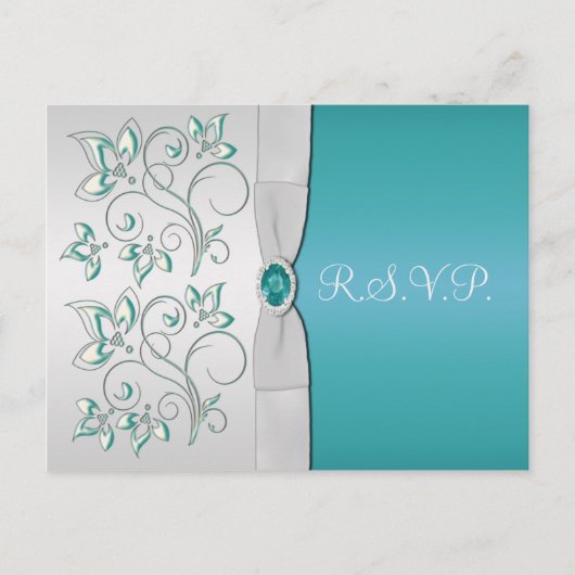 Aqua-marine en Silver R.S.V.P. Briefkaart (Voorkant)