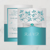 Aqua-marine en Silver Reply Kaart II (Voorkant / Achterkant)