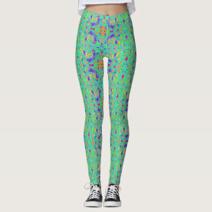 Aqua marine gekleurde kleine patterned leggings
