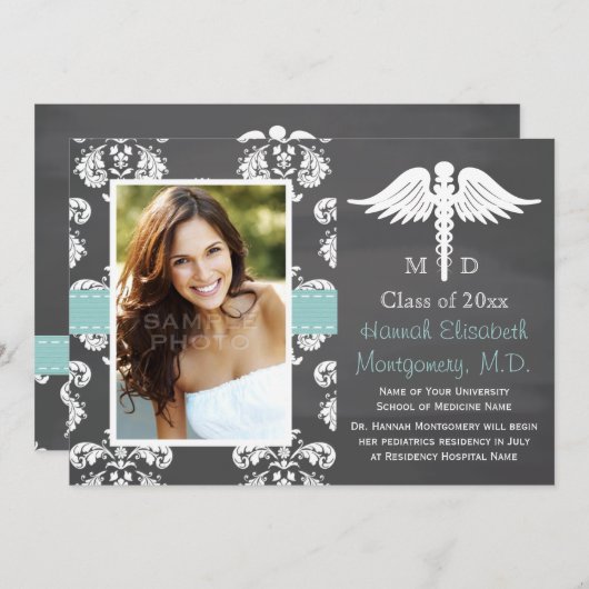 AQUA MEDISCH SCHOOLAFSTUDEREN CHALKBOARD KAART (Voorkant / Achterkant)