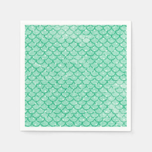 Aqua Mermaid Scales Stars Paper Napkins Servet