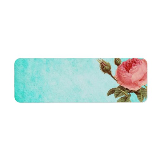  Aqua met Roos RSVP Etiket (Voorkant)