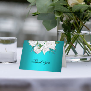 Aqua métallique et Merci Rose blanc