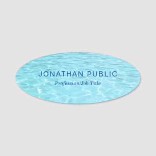 Aqua Minimalistische Sjabloon Moderne Blauw Water Naamplaatje