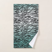 Aqua Mint Black Zebra Print Ombre (Serviette à main)