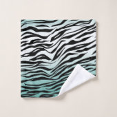 Aqua Mint Black Zebra Print Ombre (Gant de toilette)
