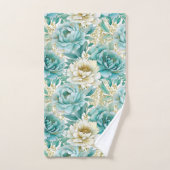 Aqua Mint Blanc Floral (Serviette à main)