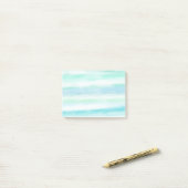 Aqua Mint Blue White Waterverf Stripes Post-it® Notes (Op bureau)