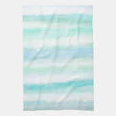 Aqua Mint Blue White Waterverf Stripes Theedoek (Verticaal)