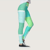 Aqua Mint Couleurs tendance Faux-Batik Leggings (Droite)