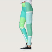 Aqua Mint Couleurs tendance Faux-Batik Leggings (Gauche)