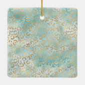 Aqua Mint Cream Gold Leopard Glitter Dream Keramisch Ornament (Achterkant)