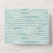 Aqua Mint Glitzy Glitter Stripes All In One Uitnodiging (Achterkant)
