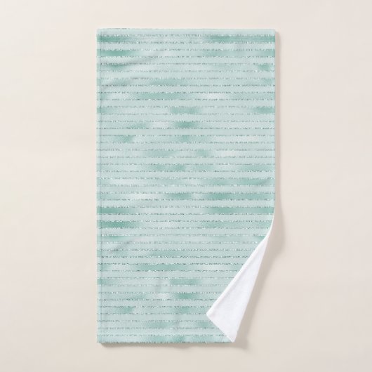  Aqua Mint Glitzy Glitter Stripes      Bad Handdoek (Handdoek)