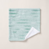  Aqua Mint Glitzy Glitter Stripes      Bad Handdoek (Wasdoekje)