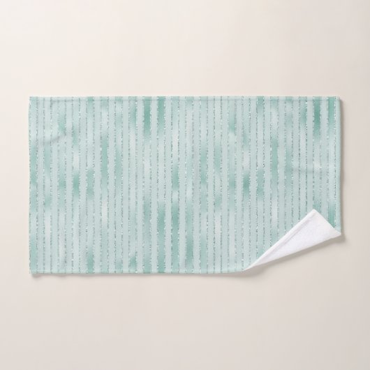  Aqua Mint Glitzy Glitter Stripes      Bad Handdoek (Handdoek)