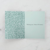 Aqua Mint Glitzy Glitter Stripes Gold Peace Kaart (Binnen)