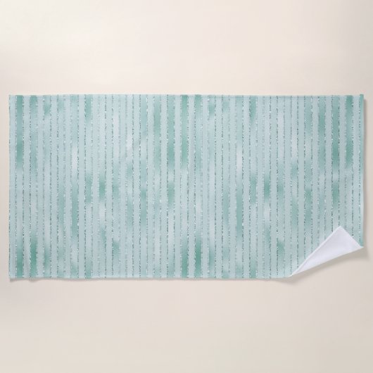  Aqua Mint Glitzy Glitter Stripes Strandlaken (Voorkant)
