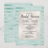 Aqua Mint Glitzy Stripes Vrijgezellenfeest Kaart (Voorkant / Achterkant)