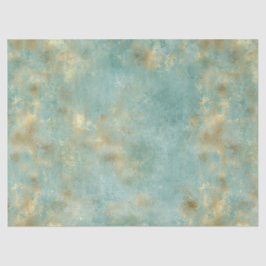 Aqua Mint Gold Abstract Tissuepapier (Voorkant)