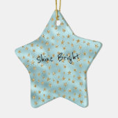 Aqua Mint Gold Glitter Stars Keramisch Ornament (Links)