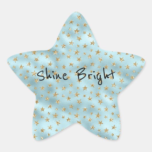 Aqua Mint Gold Glitter Stars Ster Sticker (Voorkant)