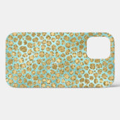 Aqua Mint Gold Glitz Glitter Leopard        Case-Mate iPhone Case (Achterkant (horizontaal))